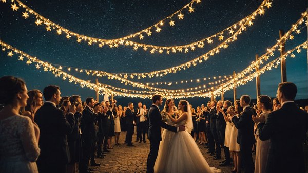 Guirlandes lumineuses pour faire un ciel étoilé de mariage parfait